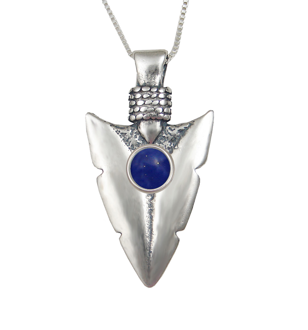 Sterling Silver Arrowhead of the Ancients Pendant With Lapis Lazuli